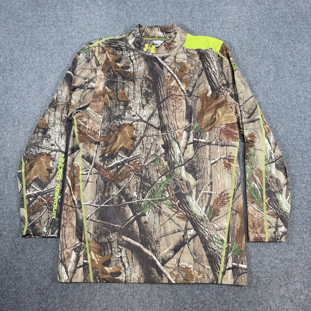Under Armour Shirt Mens 2XL Realtree Camo Scent Control Compression Coldgear